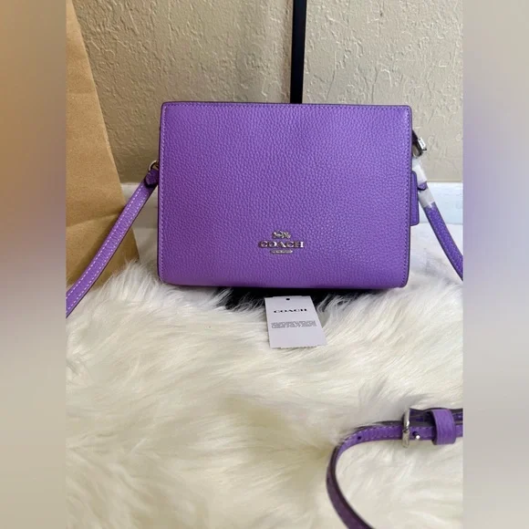 Coach Lavender Crossbody Bag with Silver Details - Picture 3 of 10